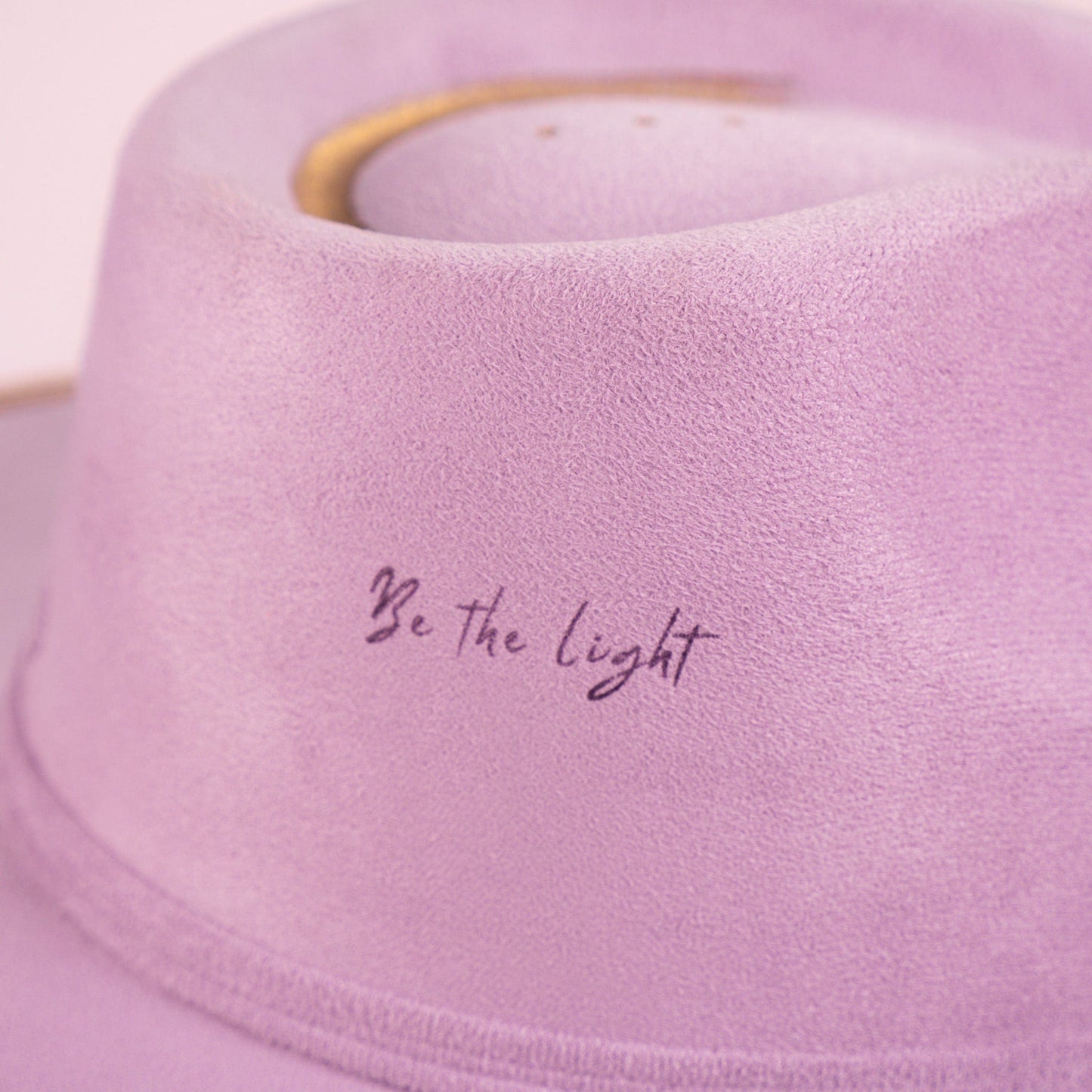 Aukala Hat Handcrafted Boho Amethyst Dream Hat – Lavender Suede Fedora with Gold Trim & Amethyst Crystal Accent