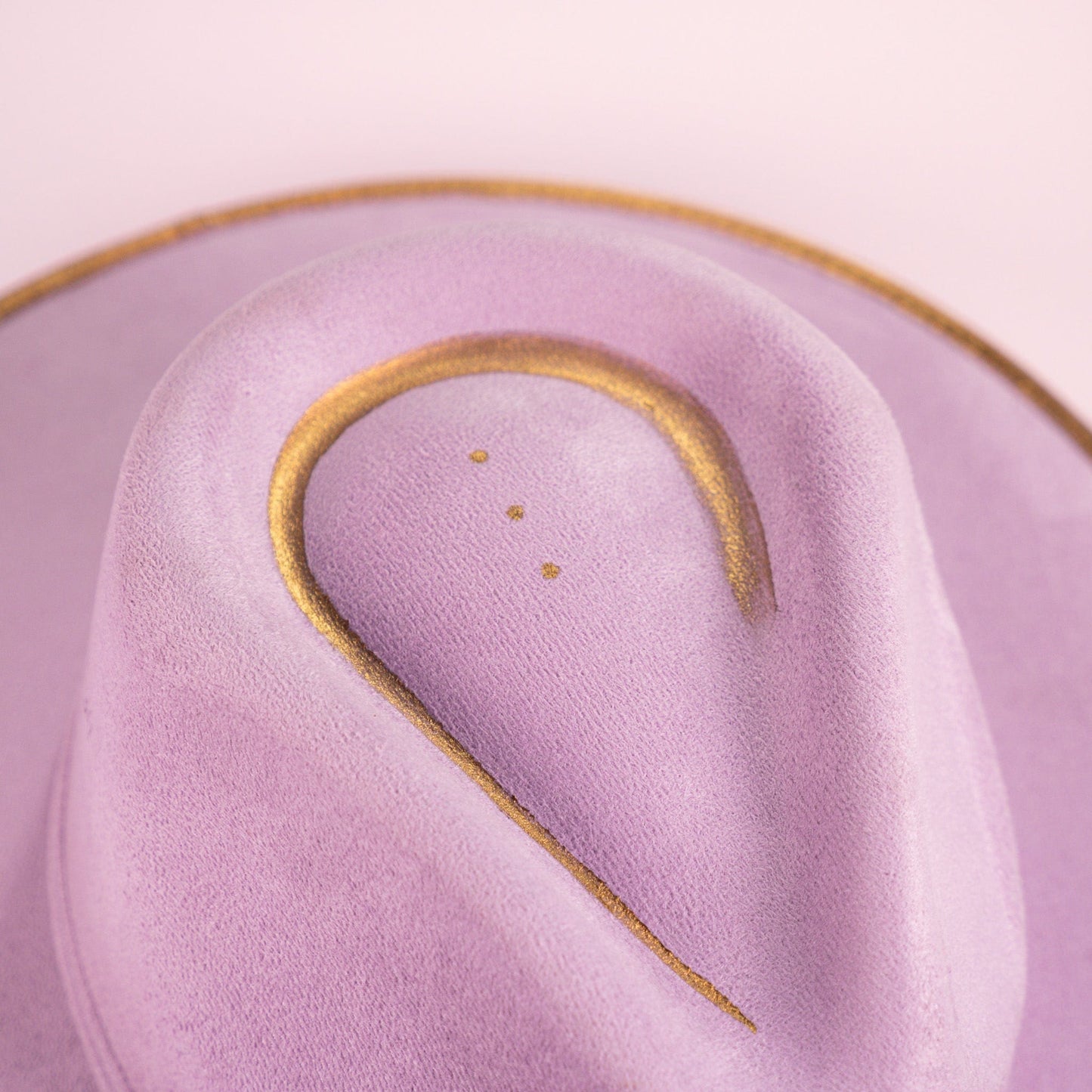 Aukala Hat Handcrafted Boho Amethyst Dream Hat – Lavender Suede Fedora with Gold Trim & Amethyst Crystal Accent