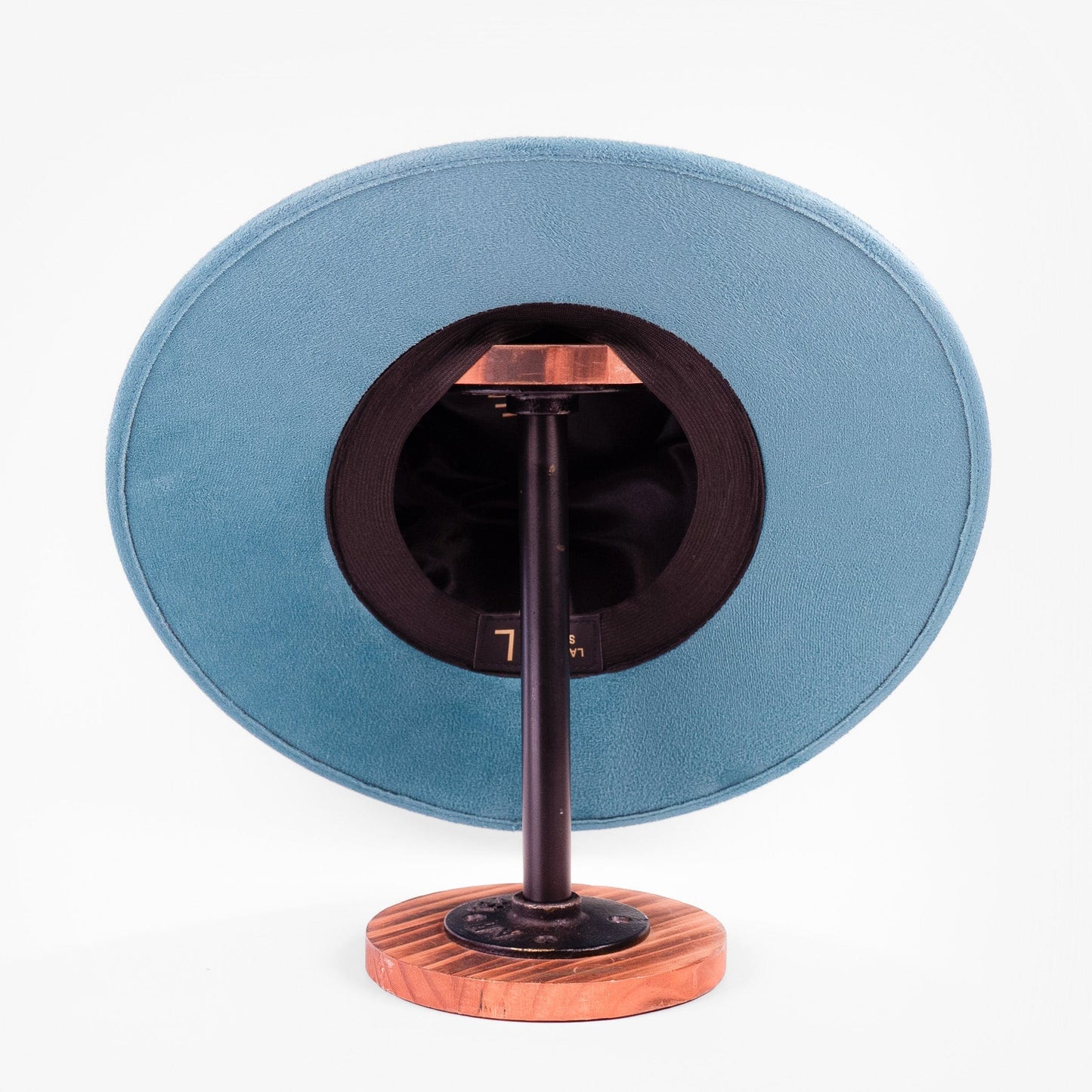 Aukala Hat Handcrafted Boho Nahual Celeste Hat – Teal Suede Fedora with Gold Moon, Peacock Feather & Beaded Details