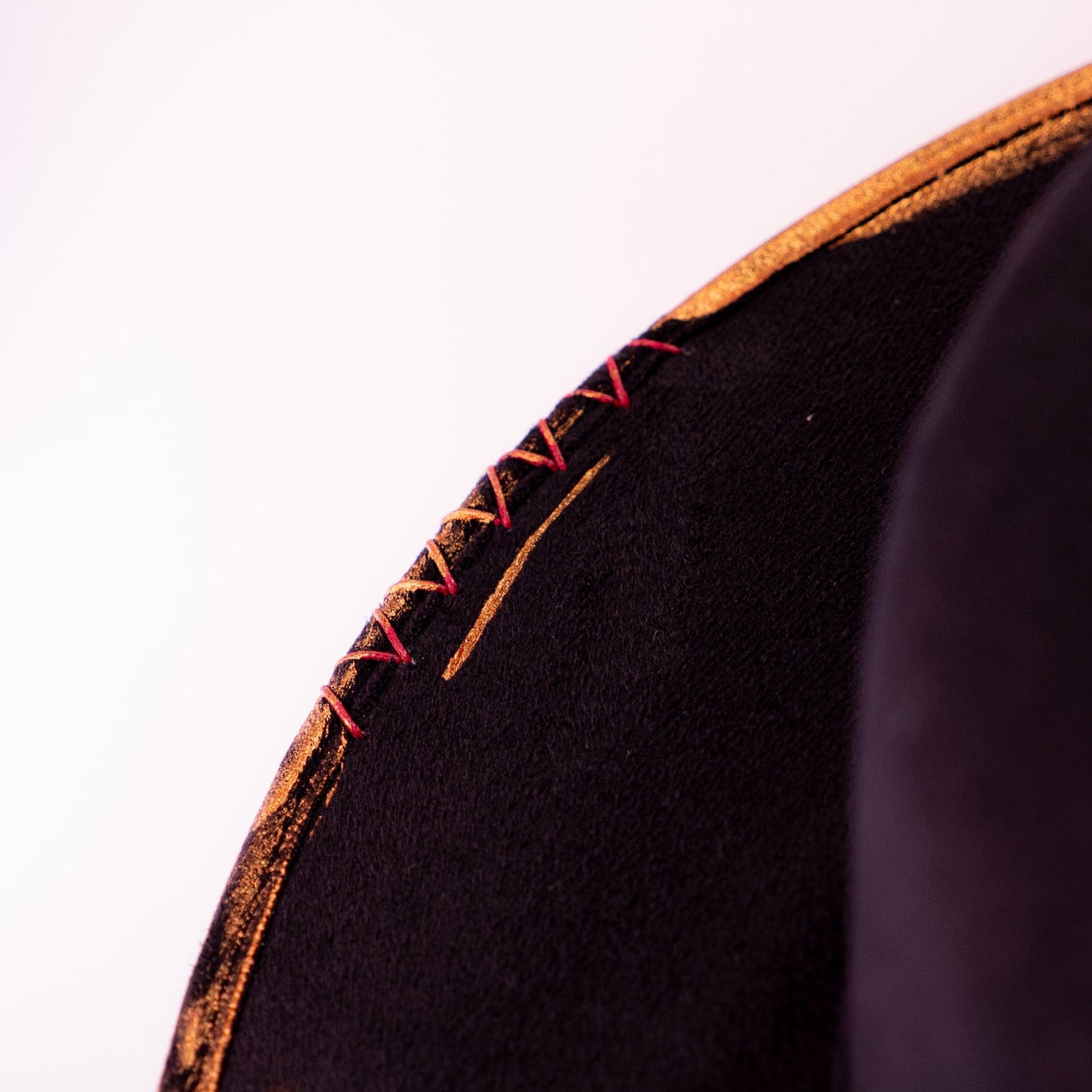 Aukala Hat Handcrafted Boho Tonatiuh Águila Hat – Black Suede Fedora with Gold Brushstrokes & Feather Accent