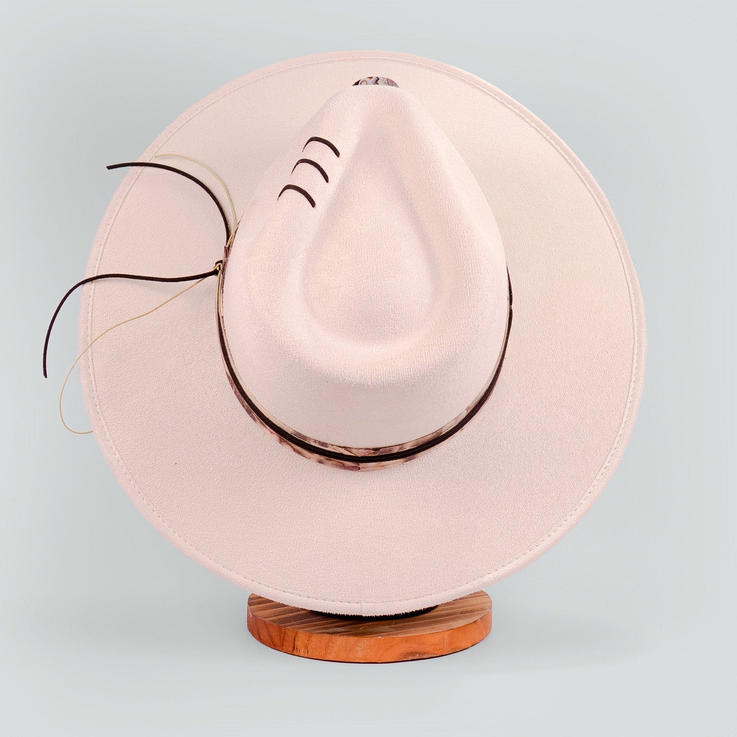 Aukala Hat Handcrafted Boho Western Hat – Sand Suede Fedora with Black Gemstone & Leather Accents