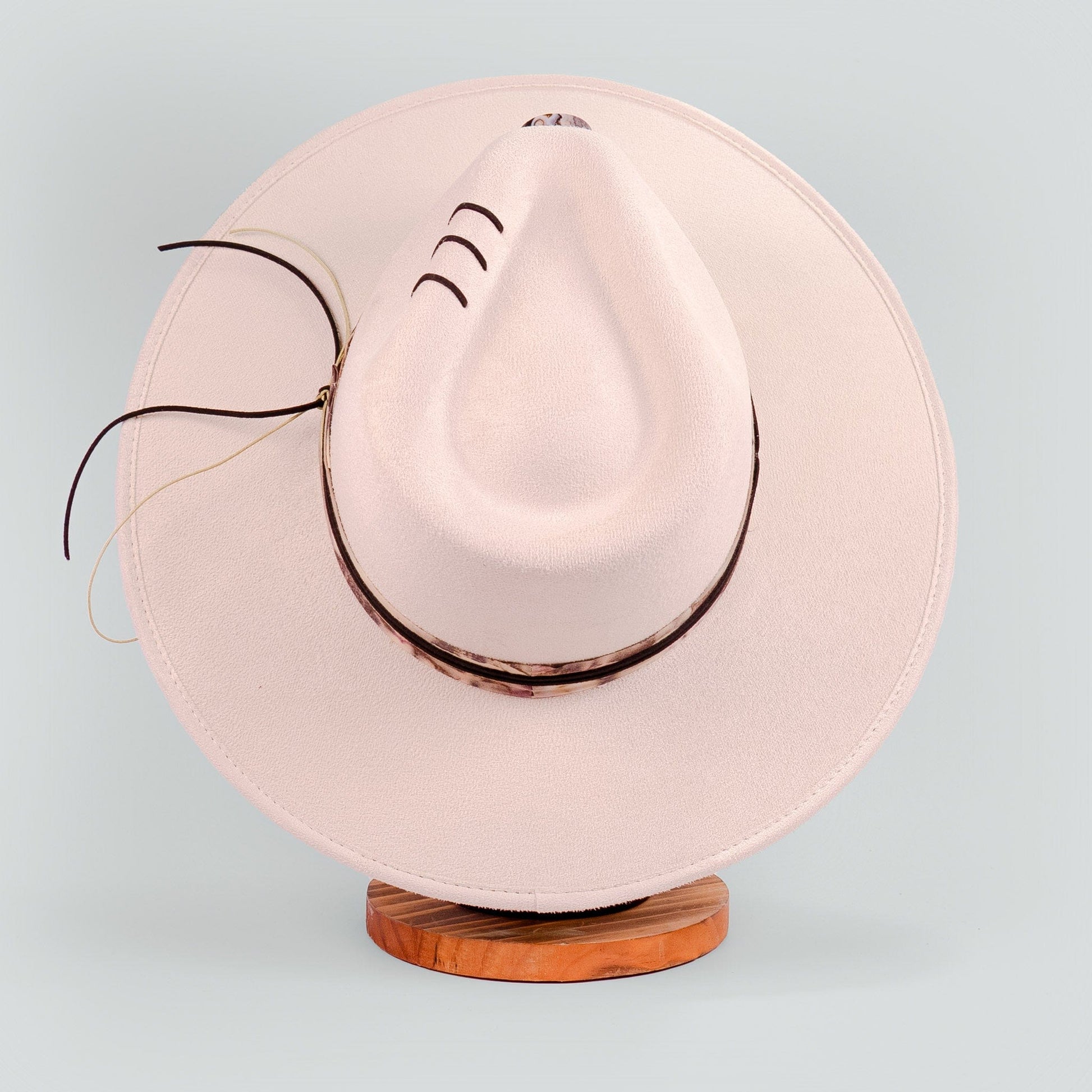 Aukala Hat Handcrafted Boho Western Hat – Sand Suede Fedora with Black Gemstone & Leather Accents