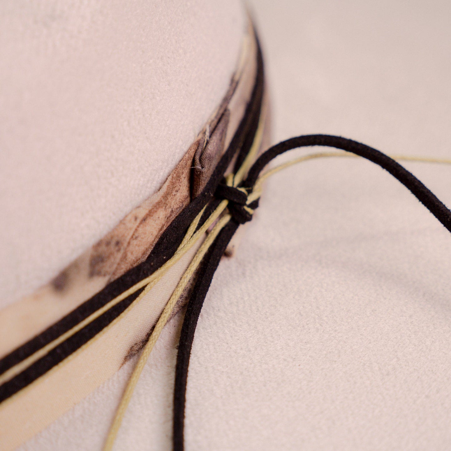 Aukala Hat Handcrafted Boho Western Hat – Sand Suede Fedora with Black Gemstone & Leather Accents