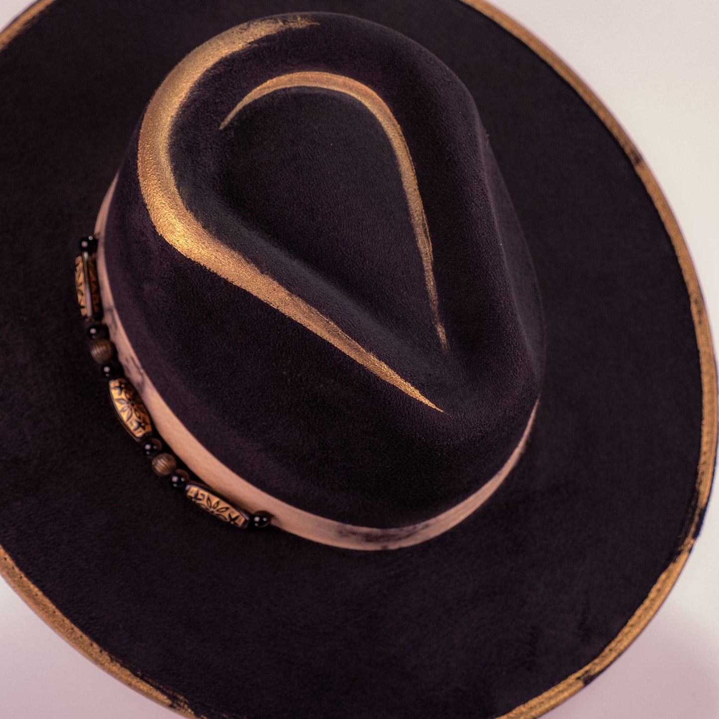 Aukala Hat Handcrafted Golden Eclipse Suede Hat – Luxe Western Elegance with Artisan Gold Accents