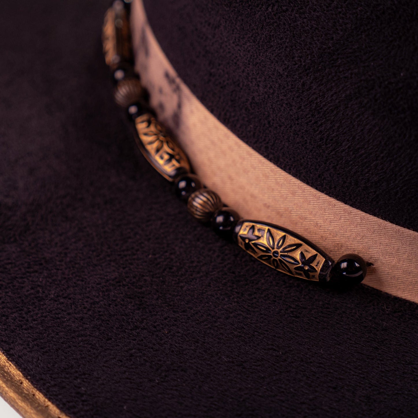 Aukala Hat Handcrafted Golden Eclipse Suede Hat – Luxe Western Elegance with Artisan Gold Accents
