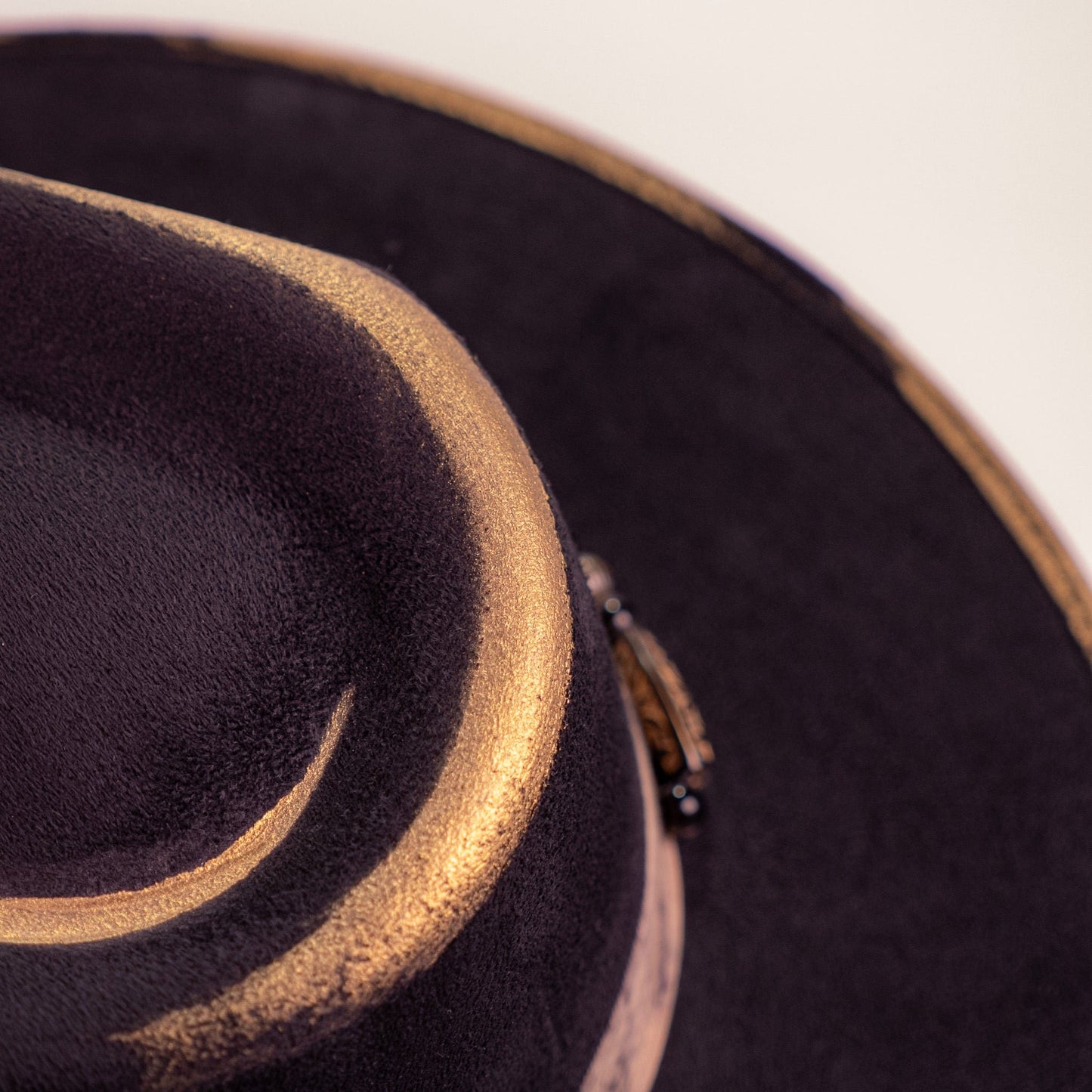 Aukala Hat Handcrafted Golden Eclipse Suede Hat – Luxe Western Elegance with Artisan Gold Accents