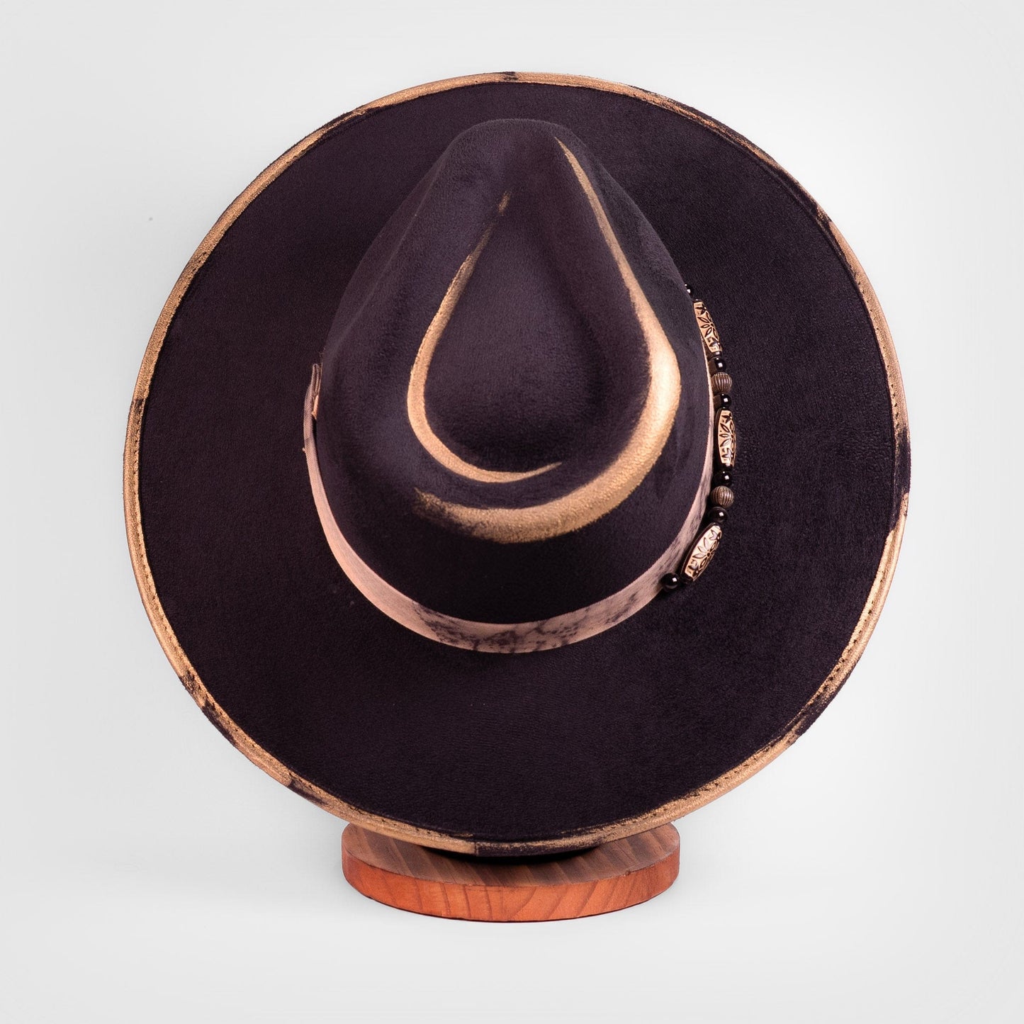 Aukala Hat Handcrafted Golden Eclipse Suede Hat – Luxe Western Elegance with Artisan Gold Accents