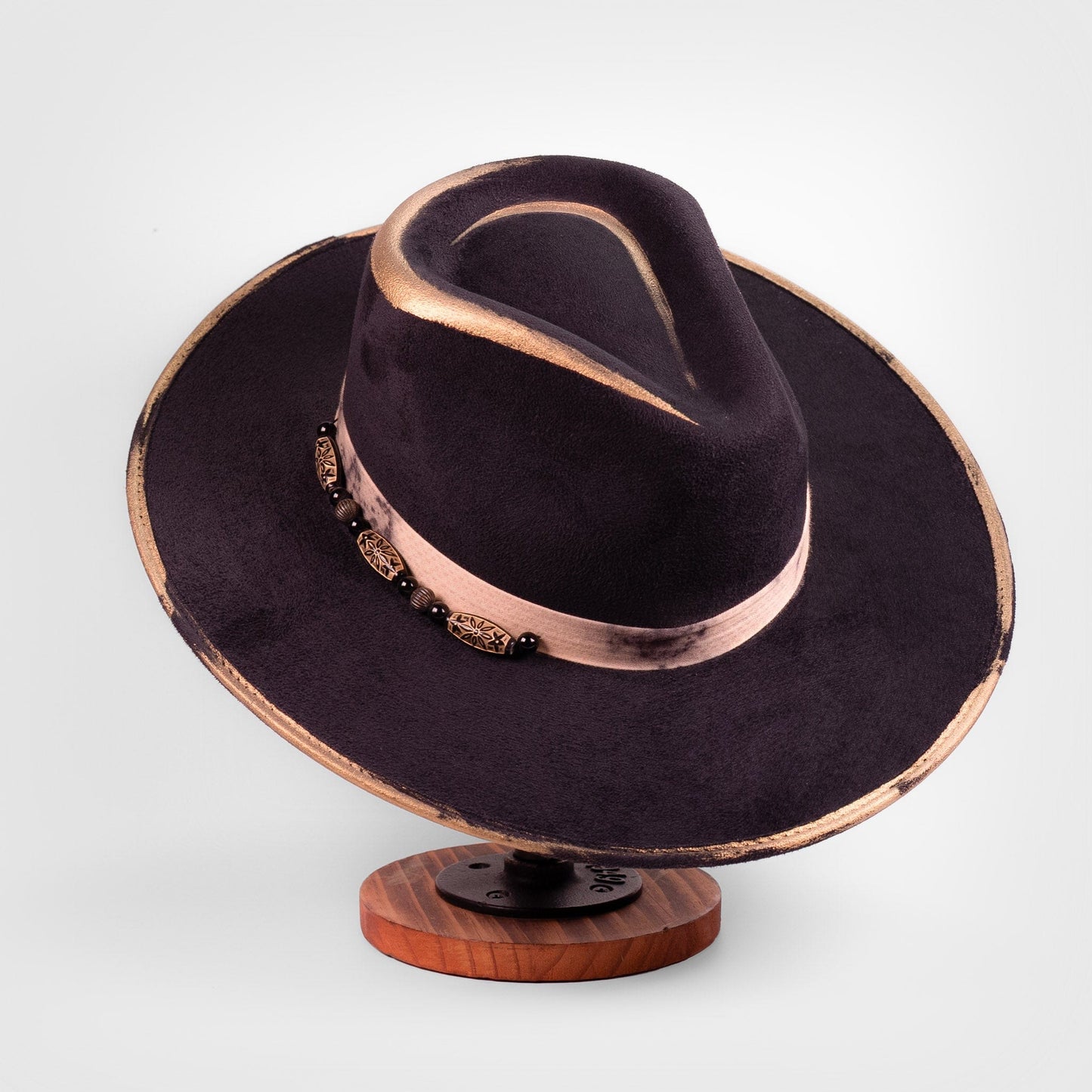 Aukala Hat Handcrafted Golden Eclipse Suede Hat – Luxe Western Elegance with Artisan Gold Accents