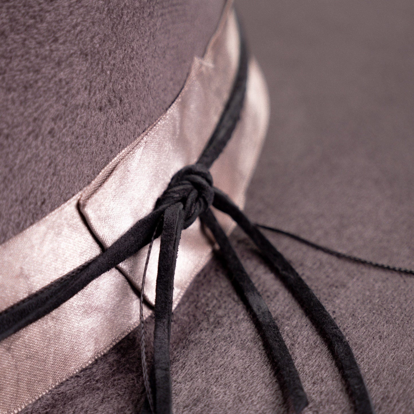 Aukala Hat XL Handcrafted Boho Tepu Gris Hat – Charcoal Gray Suede Fedora with Metallic Trim & Leather Accents