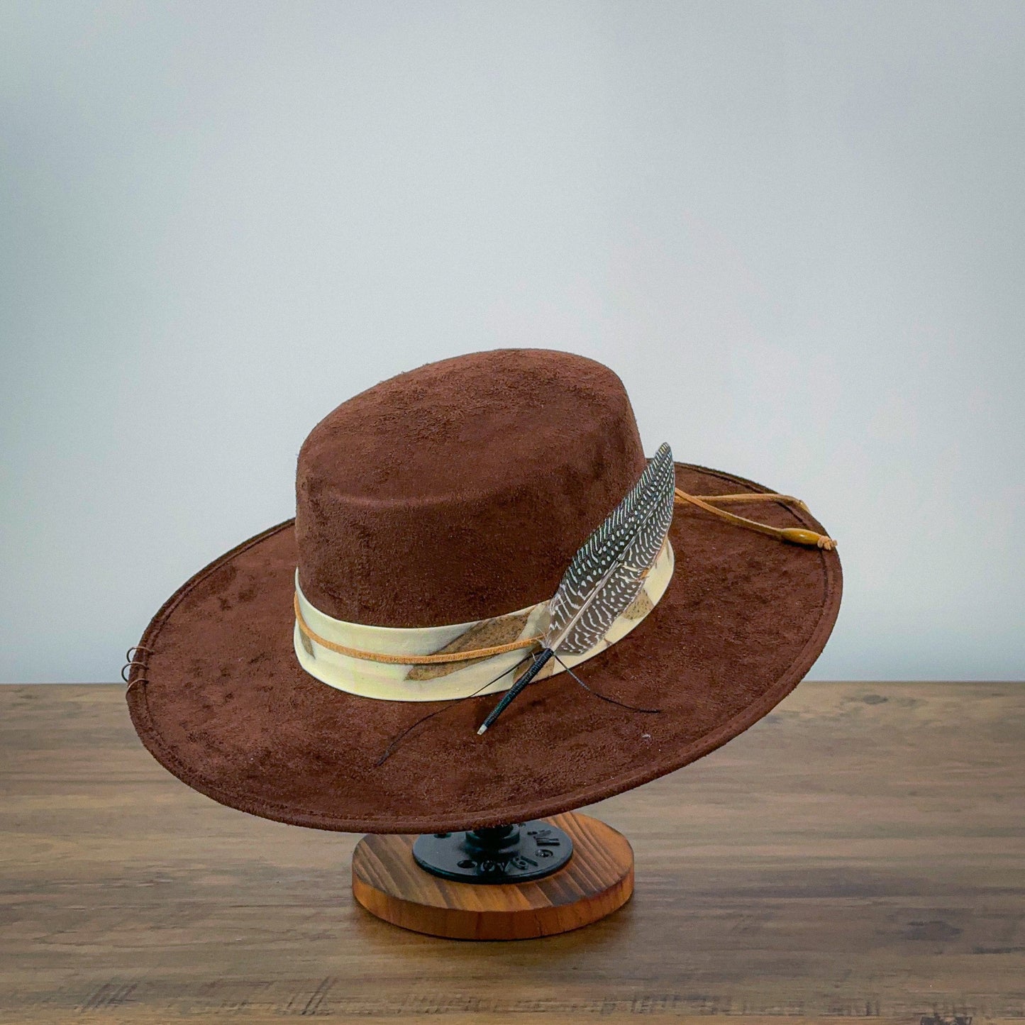 Aukala Café Elegance Brim Hat - Handcrafted Suede with Unique EcoPrint