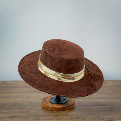 Aukala Café Elegance Brim Hat - Handcrafted Suede with Unique EcoPrint