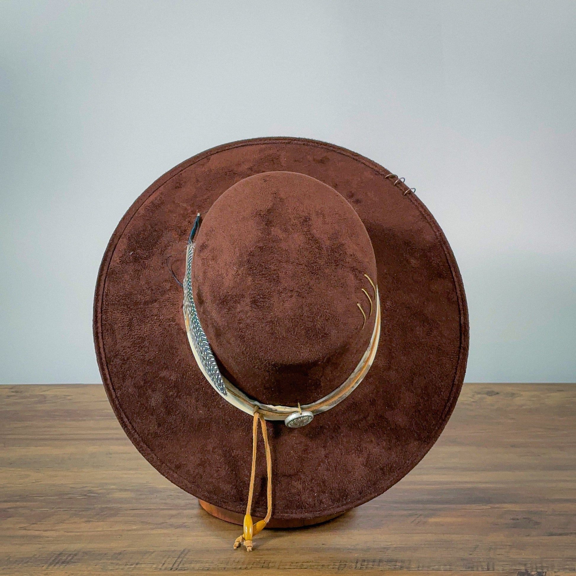 Aukala Café Elegance Brim Hat - Handcrafted Suede with Unique EcoPrint
