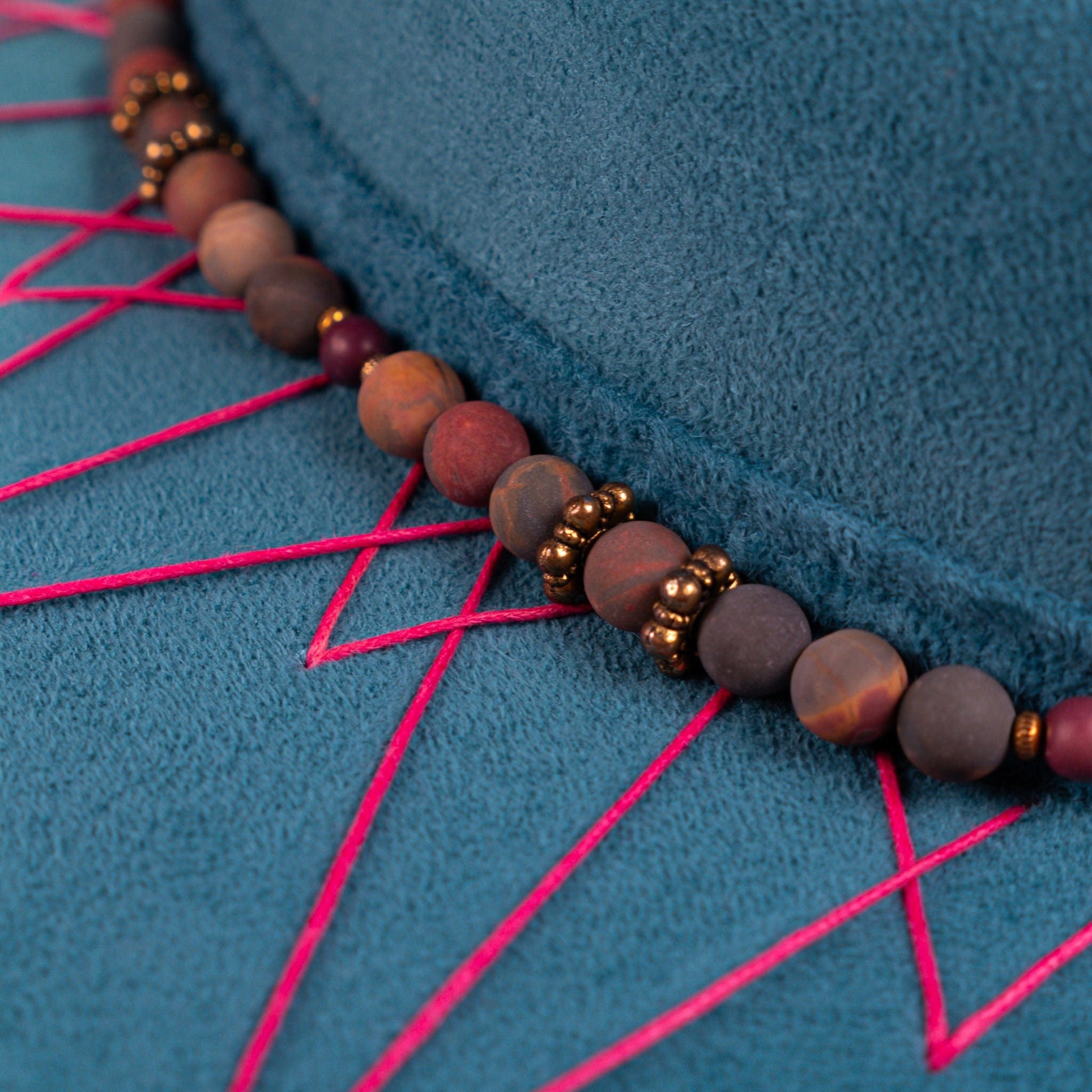 Aukala Hat Azure Peaks – Handcrafted Blue Suede Hat with Geometric Embroidery