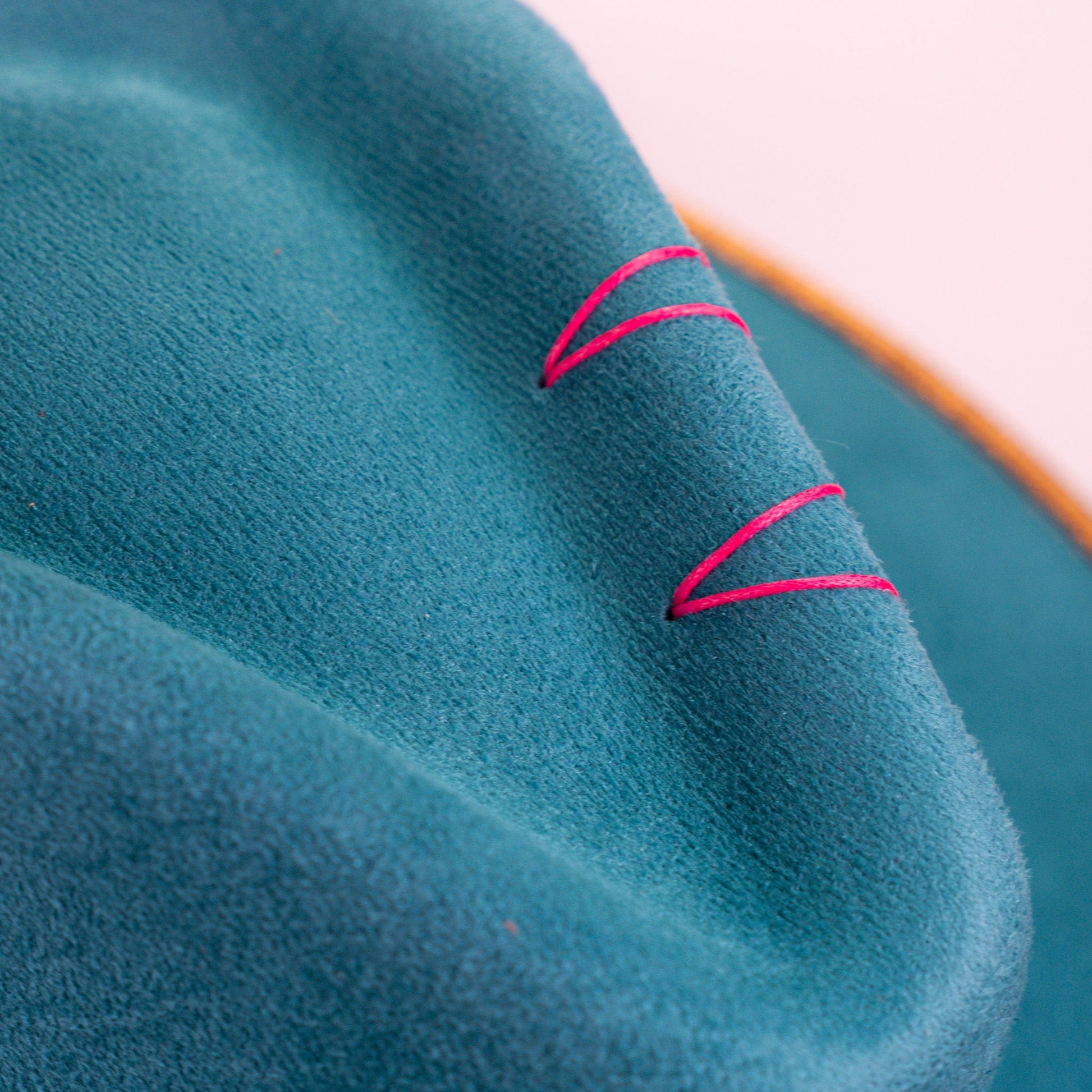 Aukala Hat Azure Peaks – Handcrafted Blue Suede Hat with Geometric Embroidery
