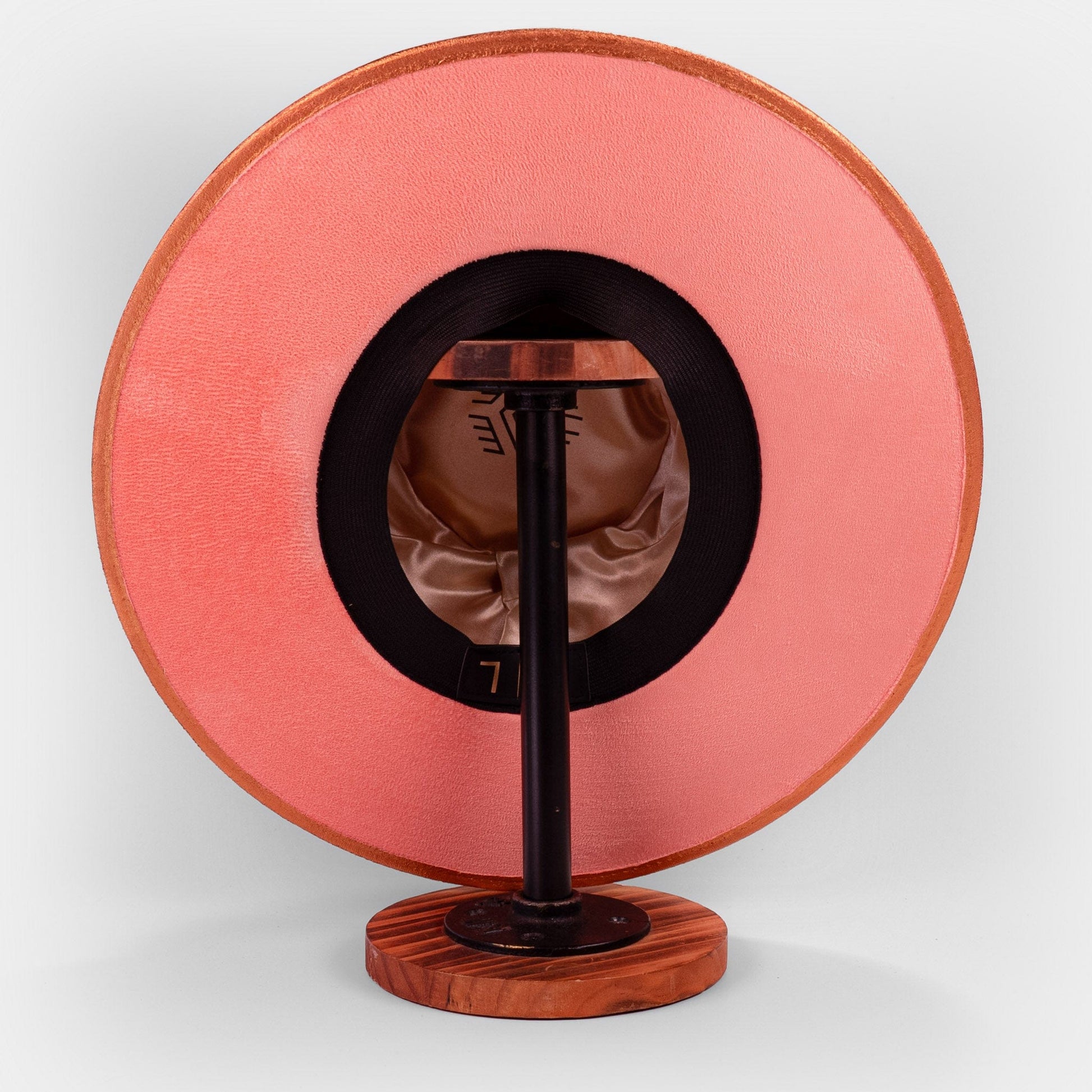 Aukala Hat Handcrafted Boho Blush Horizon Hat - Pink Suede Fedora with Gold Accents