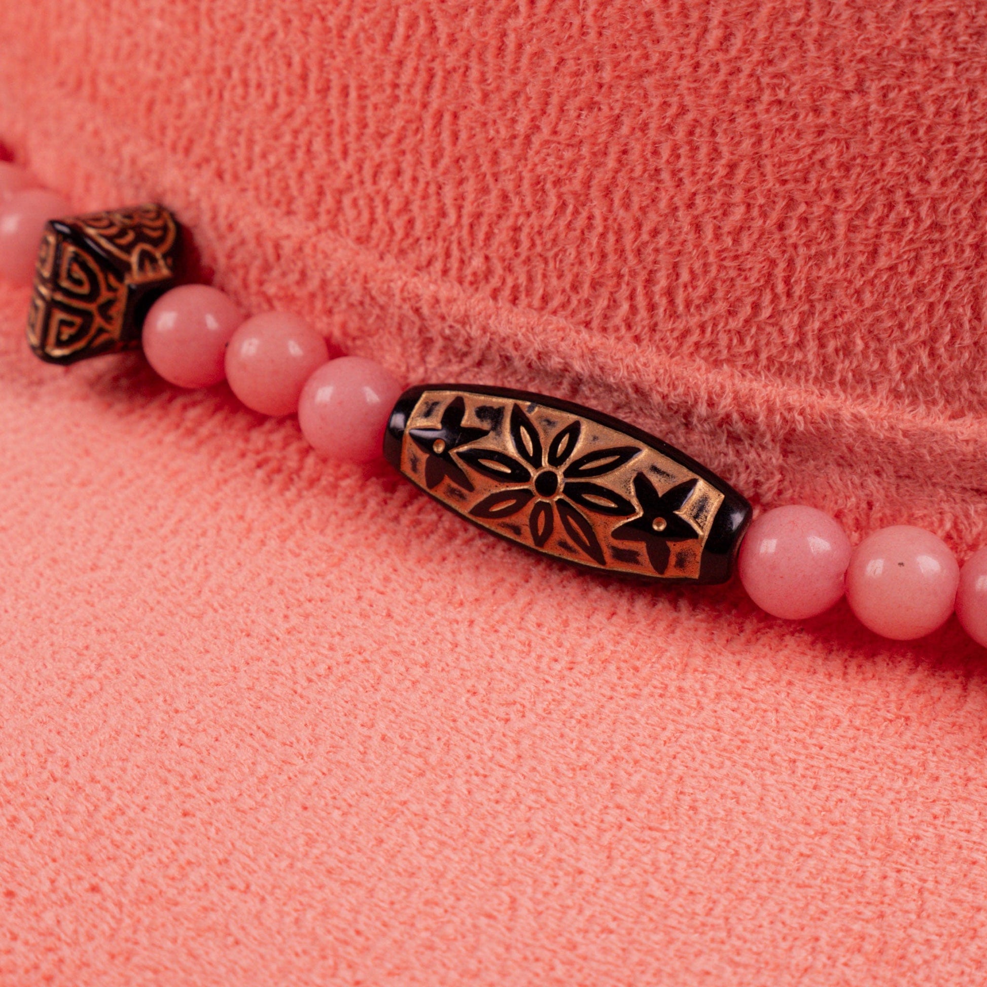 Aukala Hat Handcrafted Boho Coral Sunset Hat – Blush Suede Fedora with Gold Trim & Beaded Accents