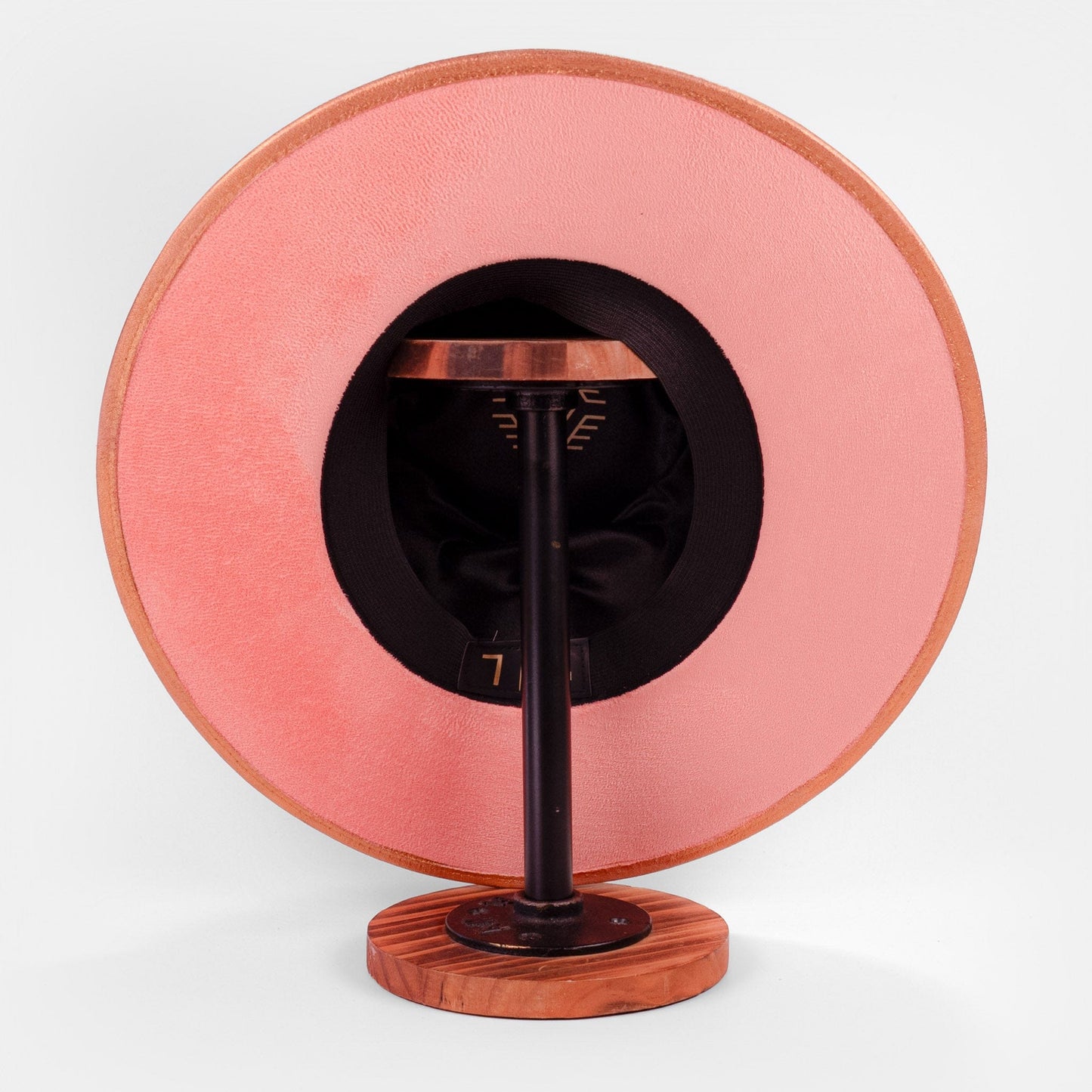 Aukala Hat Handcrafted Boho Coral Sunset Hat – Blush Suede Fedora with Gold Trim & Beaded Accents