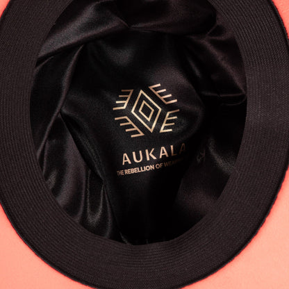 Aukala Hat Handcrafted Boho Ember Horizon Hat – Fiery Red Suede Fedora with Feather & Beaded Accents