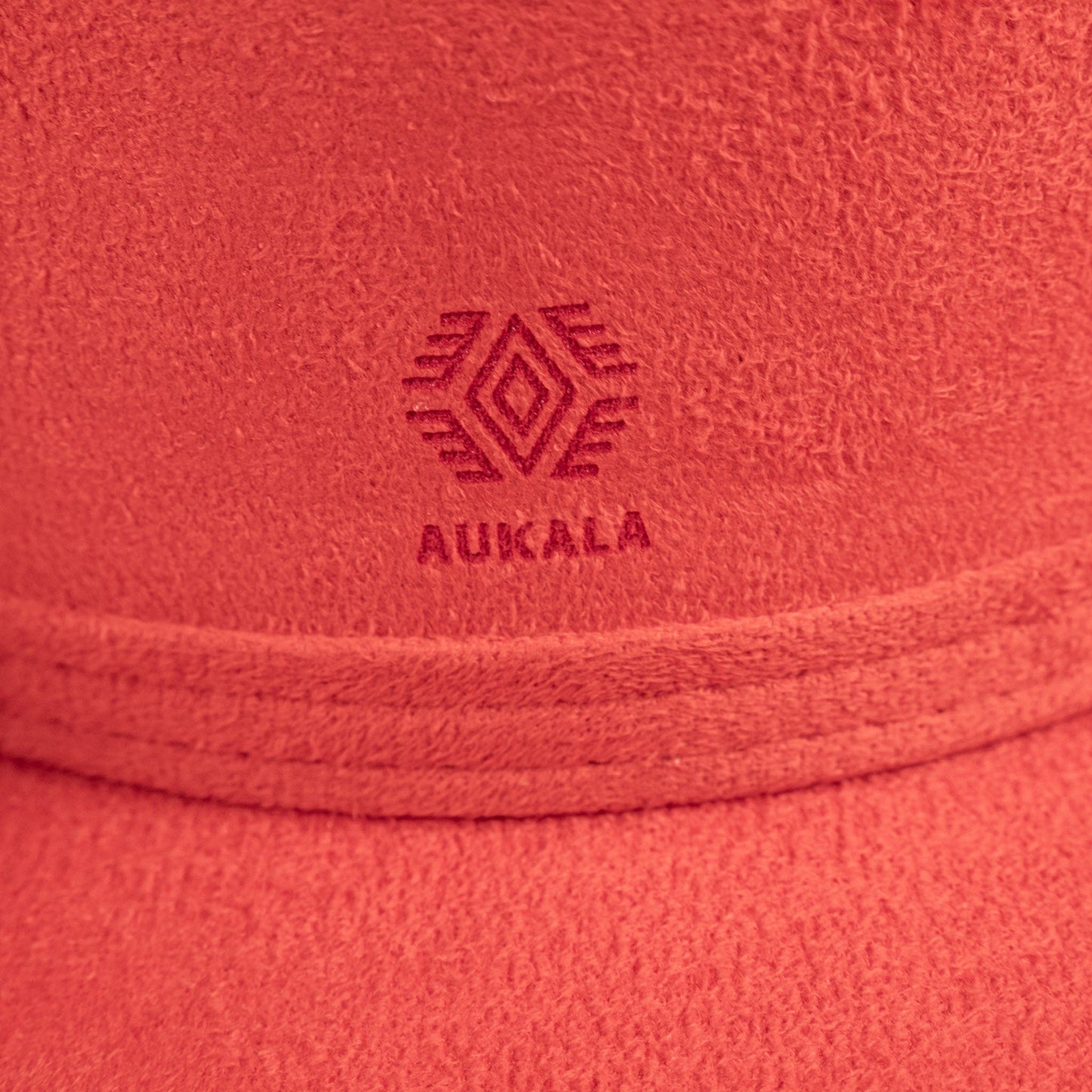 Aukala Hat Handcrafted Boho Ember Horizon Hat – Fiery Red Suede Fedora with Feather & Beaded Accents