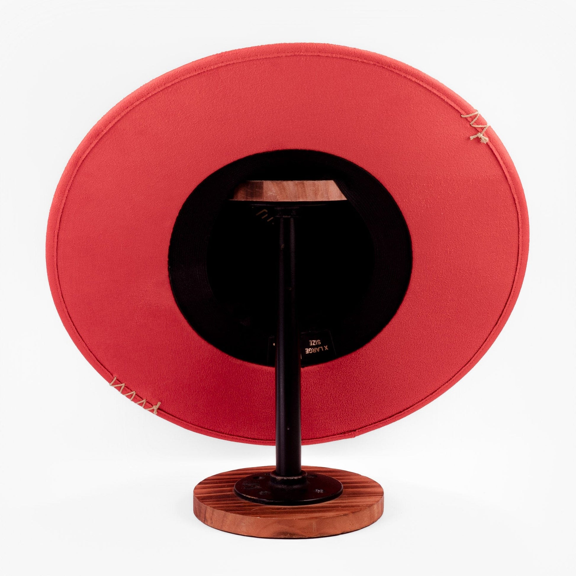 Aukala Hat Handcrafted Boho Ember Horizon Hat – Fiery Red Suede Fedora with Feather & Beaded Accents