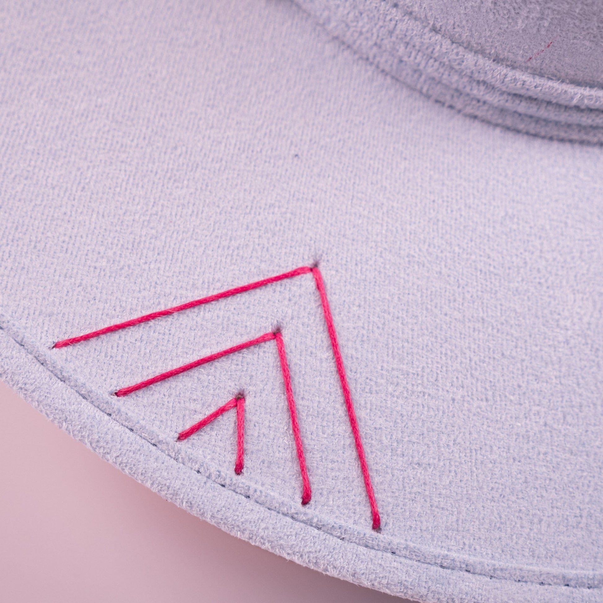Aukala Hat Handcrafted Boho Inti Mist Hat – Soft Blue Suede Fedora with Pink Embroidery & Beaded Accents