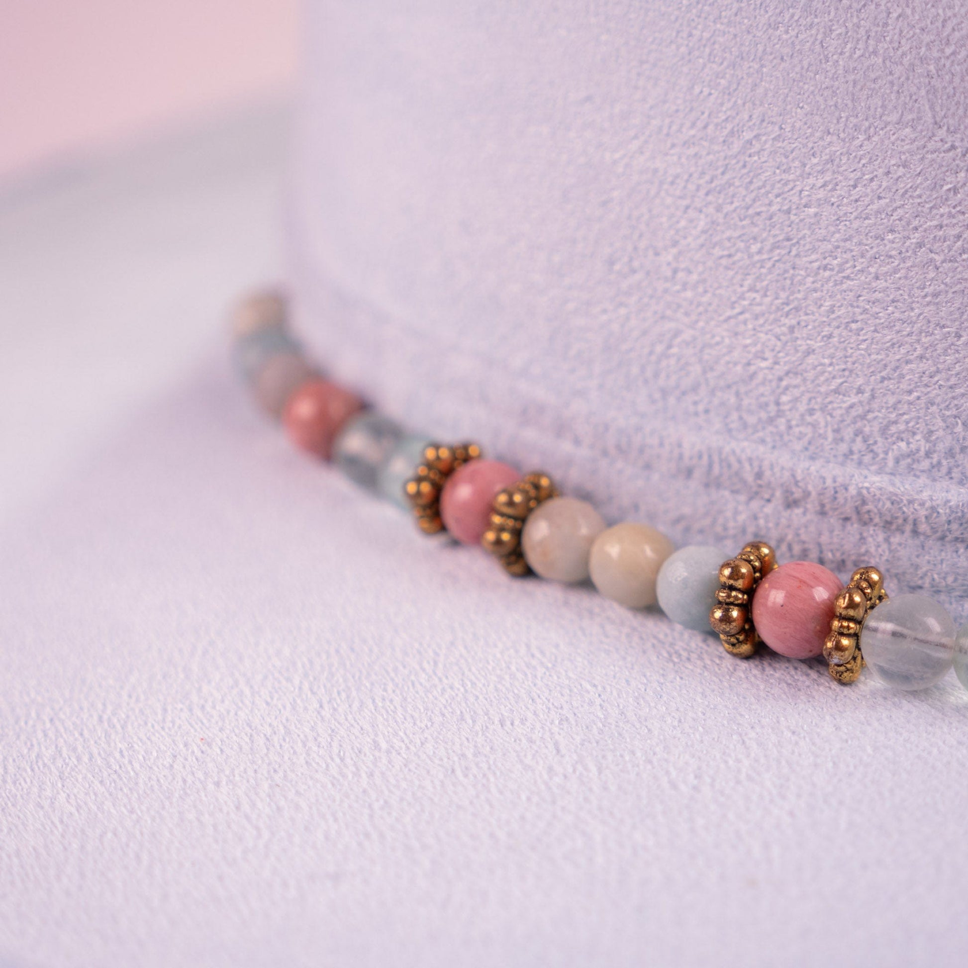Aukala Hat Handcrafted Boho Inti Mist Hat – Soft Blue Suede Fedora with Pink Embroidery & Beaded Accents