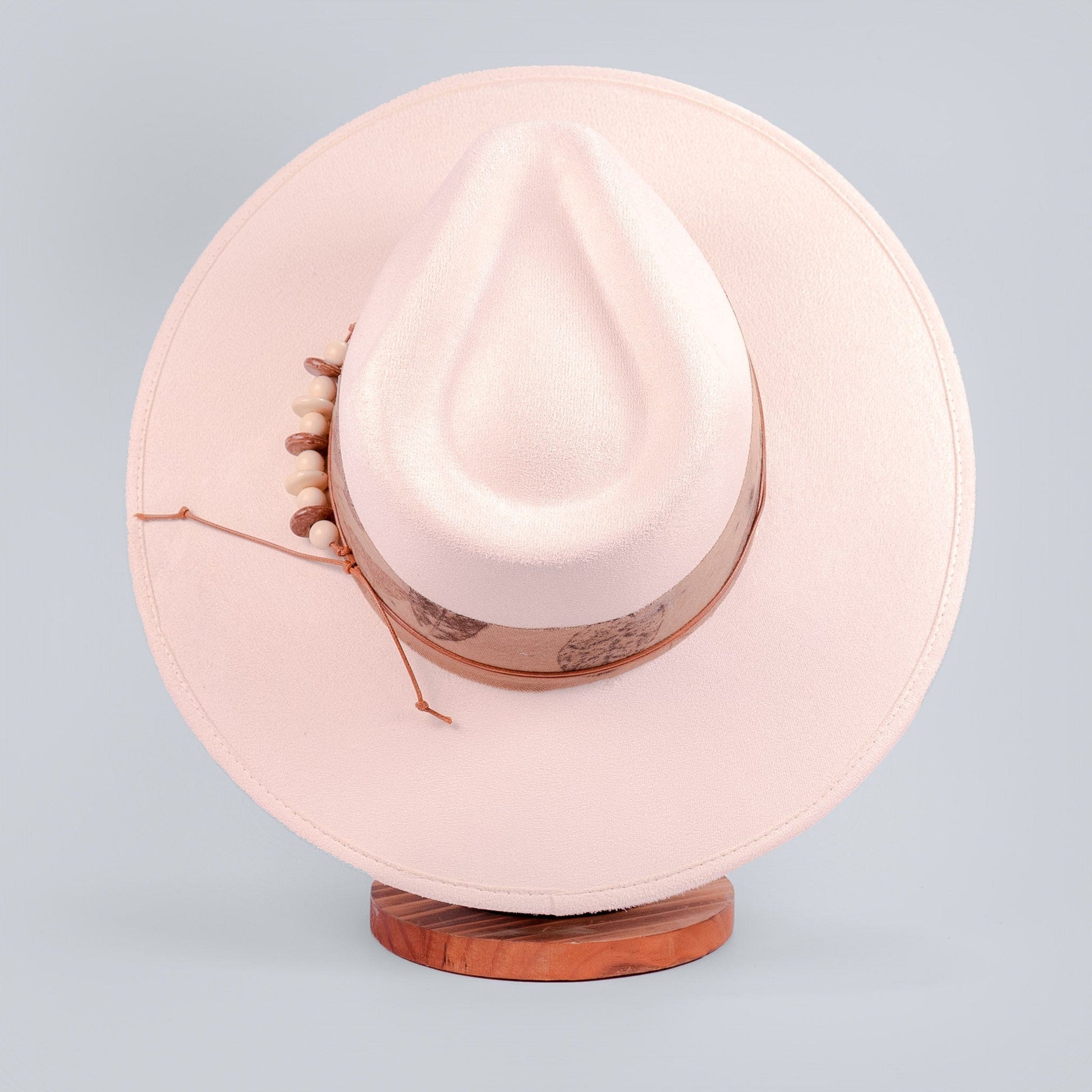 Aukala Hat Handcrafted Boho Nomad Hat – Ivory Suede Fedora with Rustic Accents
