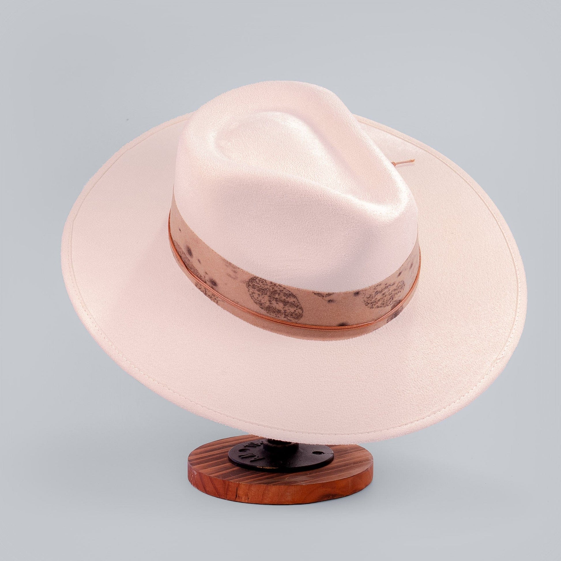Aukala Hat Handcrafted Boho Nomad Hat – Ivory Suede Fedora with Rustic Accents