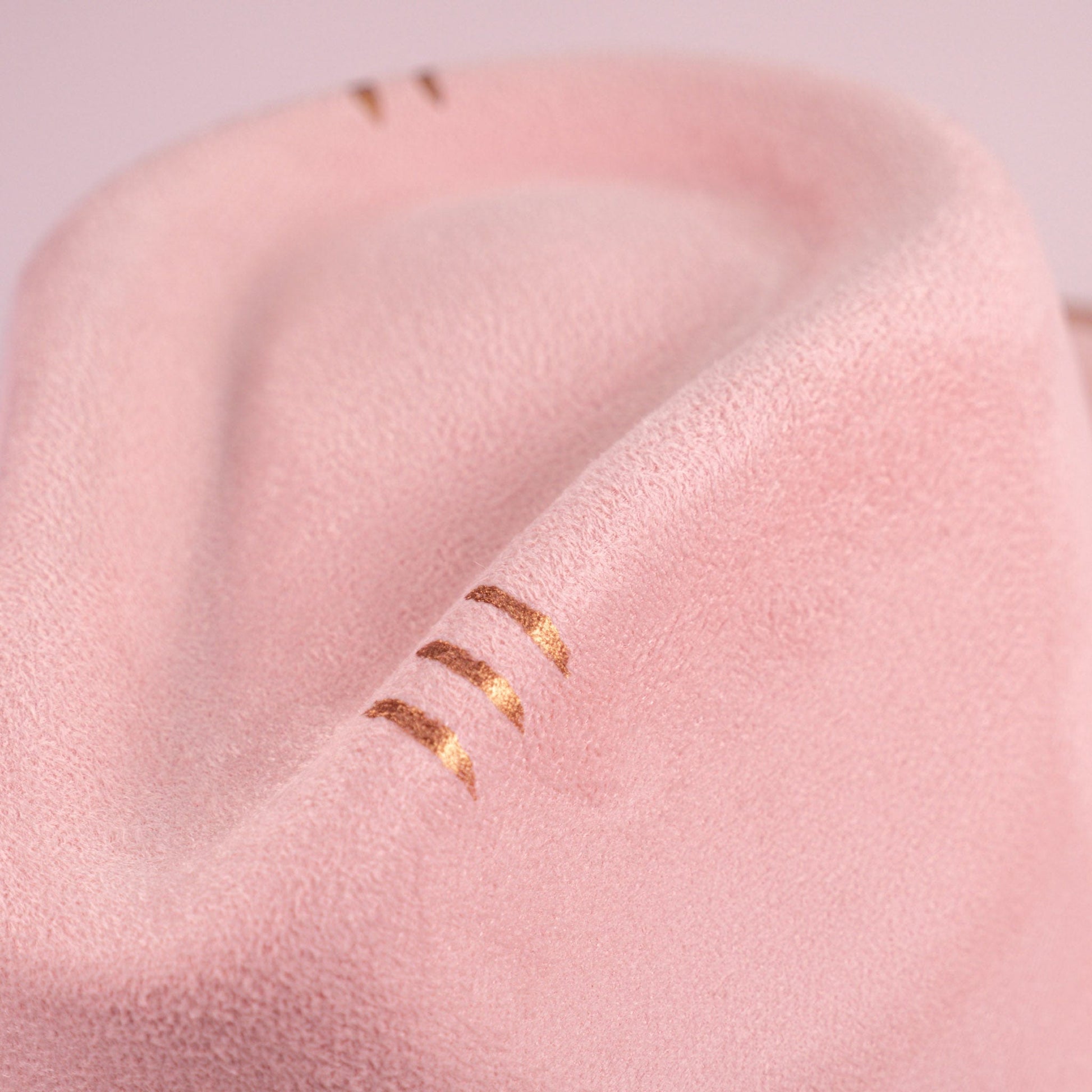 Aukala Hat Handcrafted Boho Rose Dawn Hat – Soft Blush Suede Fedora with Gold Trim & Beaded Accents