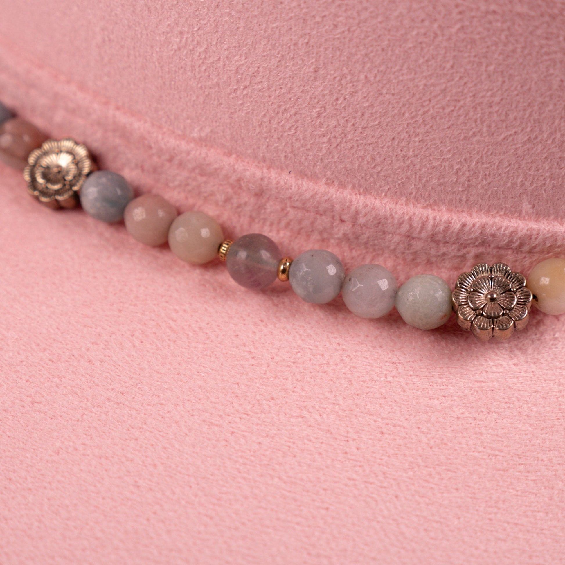 Aukala Hat Handcrafted Boho Rose Dawn Hat – Soft Blush Suede Fedora with Gold Trim & Beaded Accents
