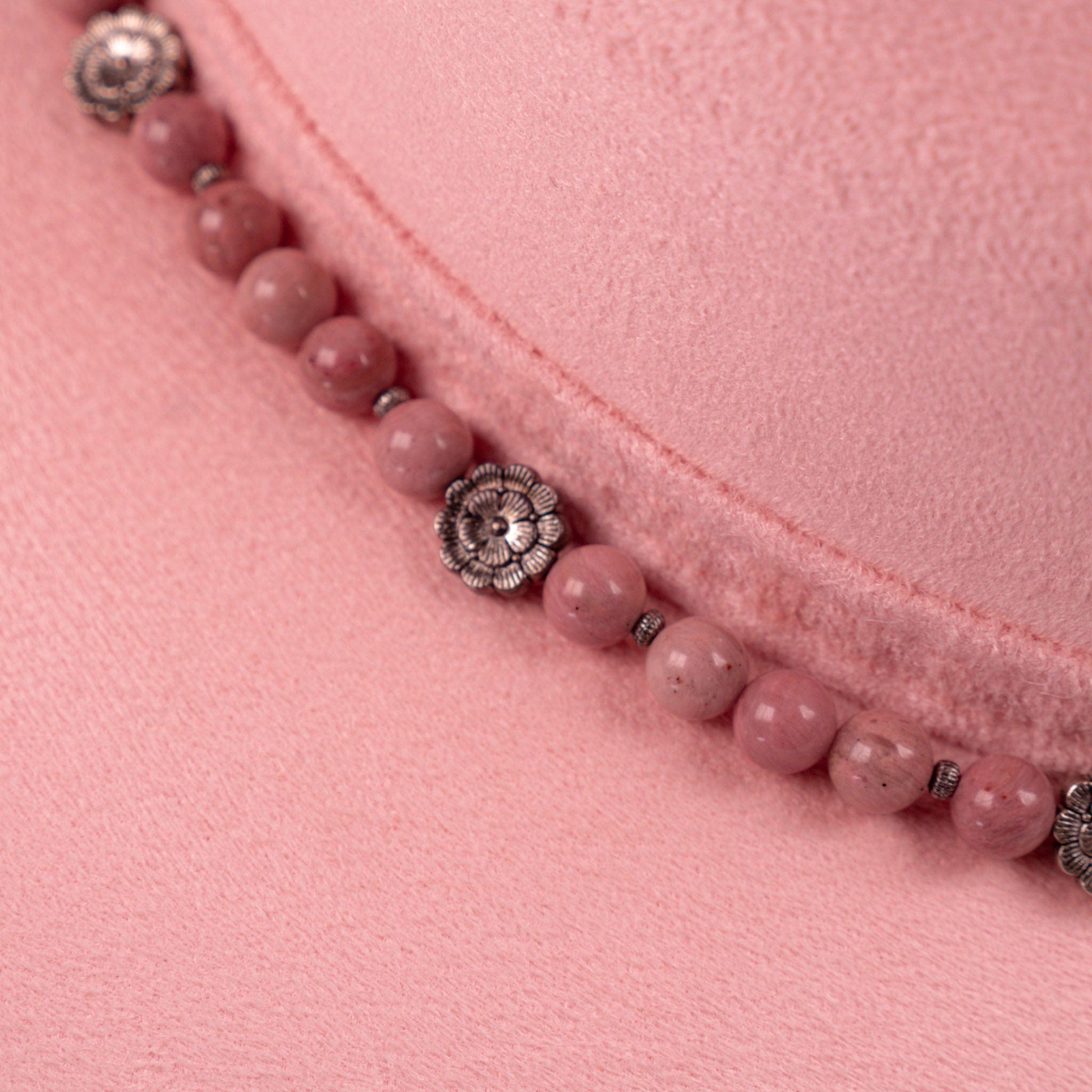 Aukala Hat Handcrafted Boho Rose Quartz Halo Hat – Soft Pink Suede Fedora with Silver Trim & Beaded Accent