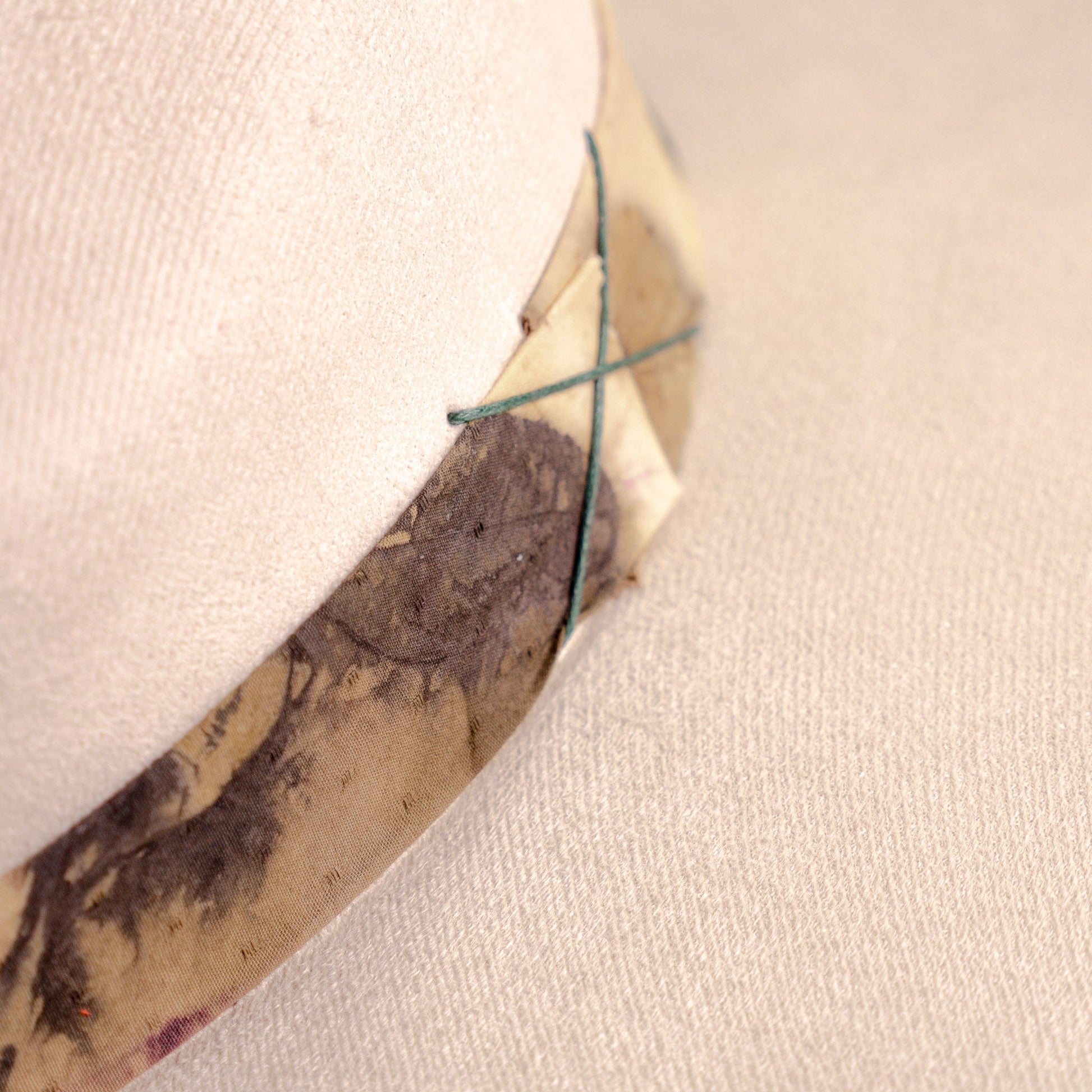 Aukala Hat Handcrafted Boho Solstice Dune Hat – Sand Suede Fedora with Ecoprinted Band & Arrow Stitching