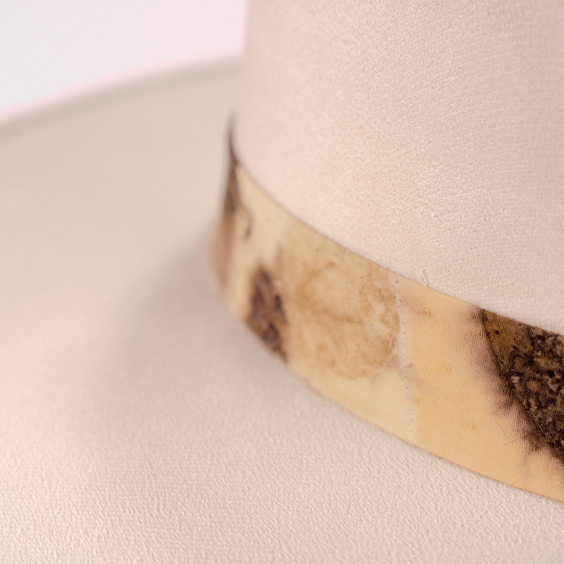 Aukala Hat Handcrafted Boho Solstice Dune Hat – Sand Suede Fedora with Ecoprinted Band & Arrow Stitching