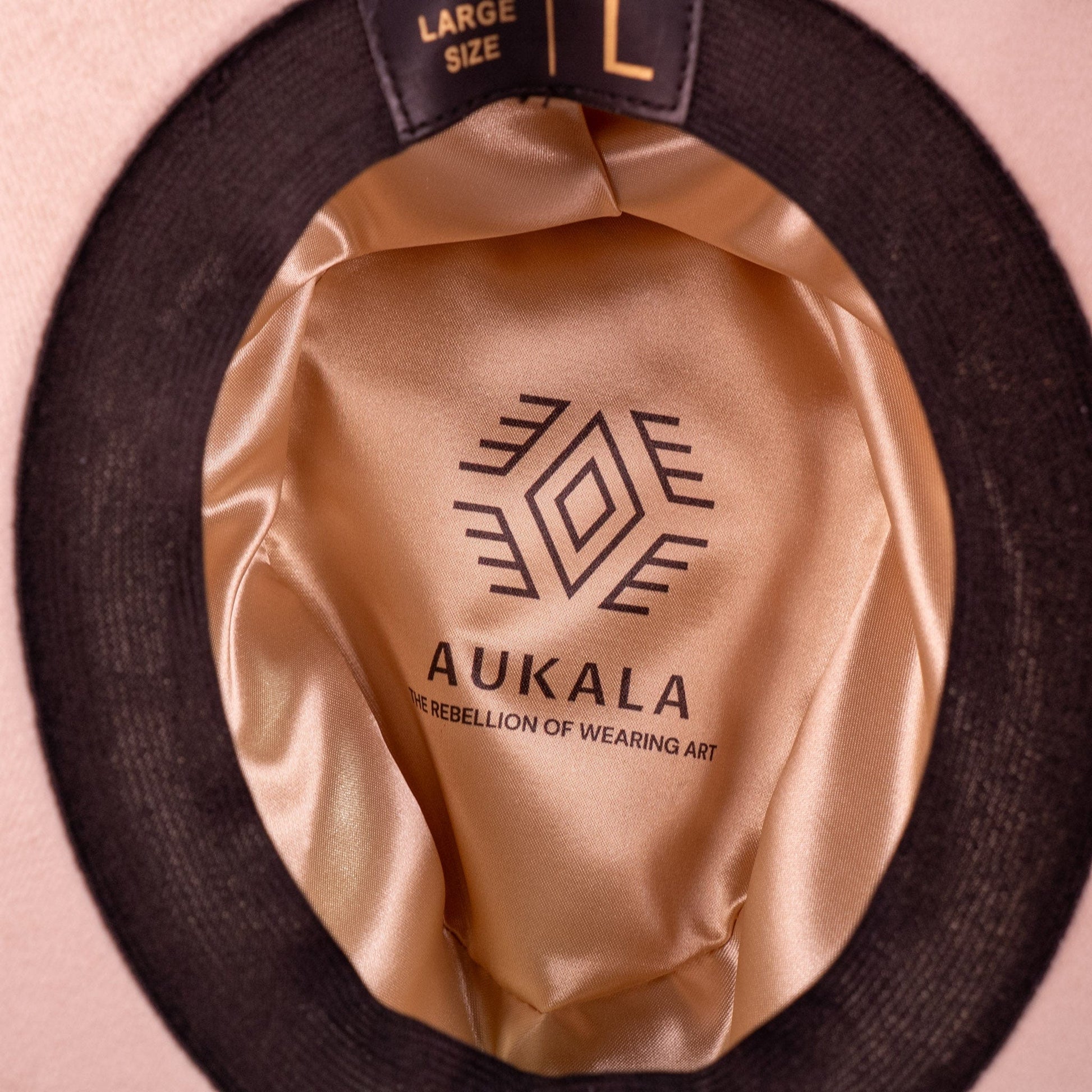 Aukala Hat Handcrafted Boho Solstice Dune Hat – Sand Suede Fedora with Ecoprinted Band & Arrow Stitching