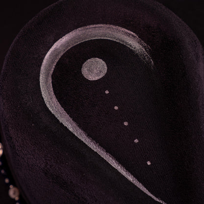 Aukala Hat Lunar Eclipse – Black Suede Fedora with Silver Accents & Celestial Art