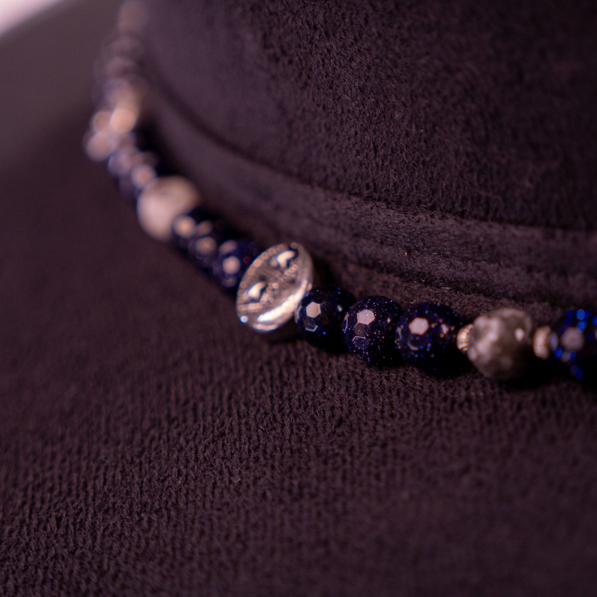 Aukala Hat Lunar Eclipse – Black Suede Fedora with Silver Accents & Celestial Art
