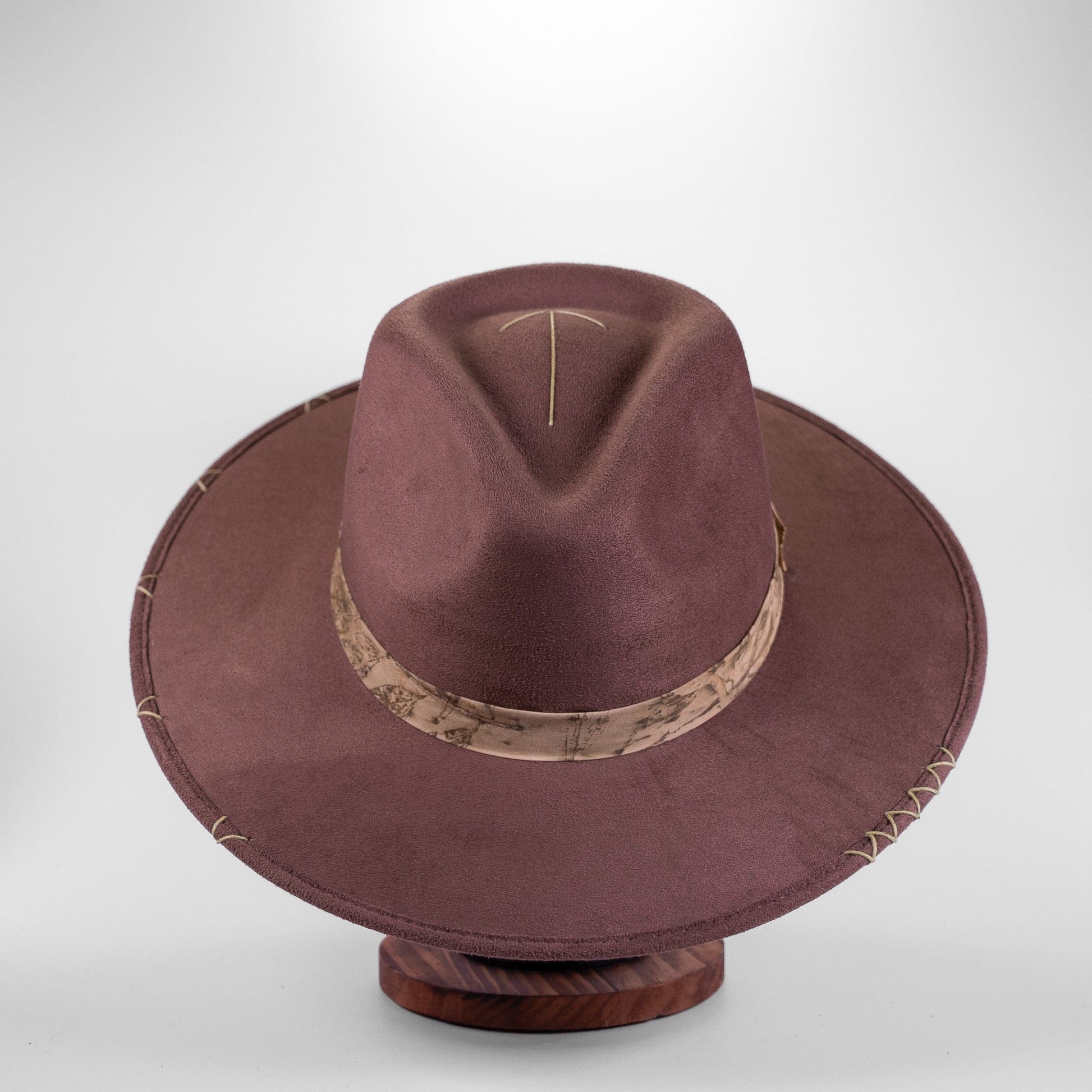 Aukala Hat M Handcrafted Boho Sky Hat – Denin Suede Fedora with Gold Trim (Copy)