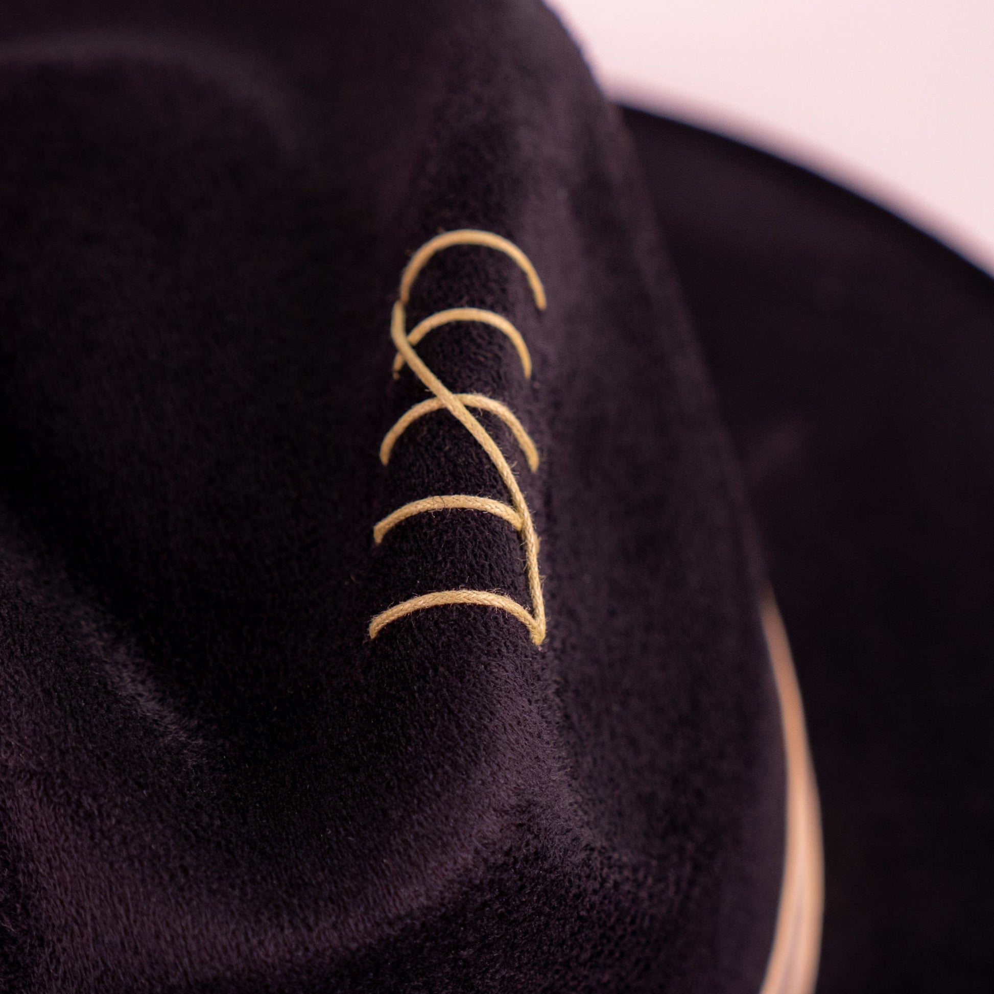 Aukala Hat Solstice – Black Suede Fedora with Ecoprinted Band & Hand-Stitched Accents
