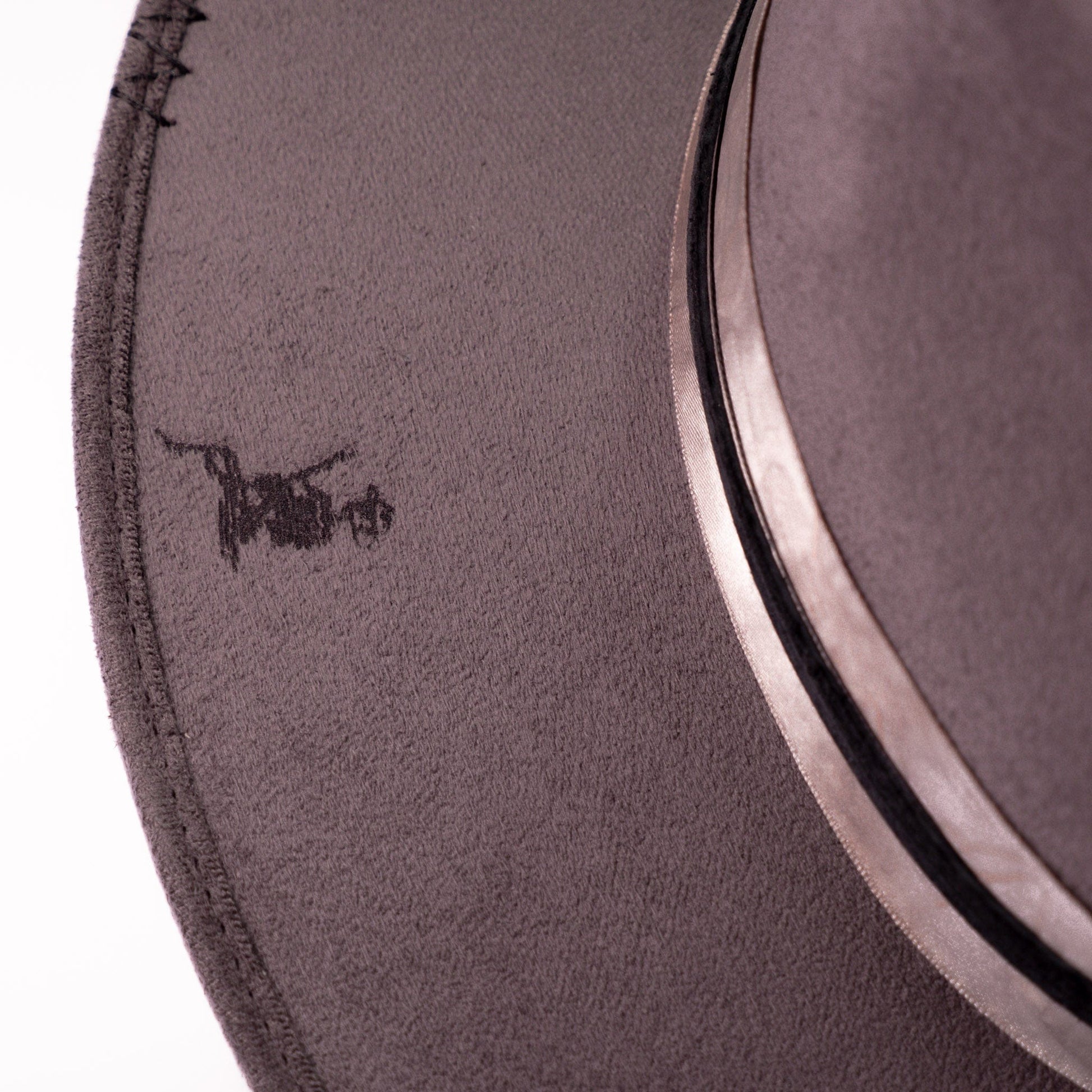 Aukala Hat XL Handcrafted Boho Tepu Gris Hat – Charcoal Gray Suede Fedora with Metallic Trim & Leather Accents
